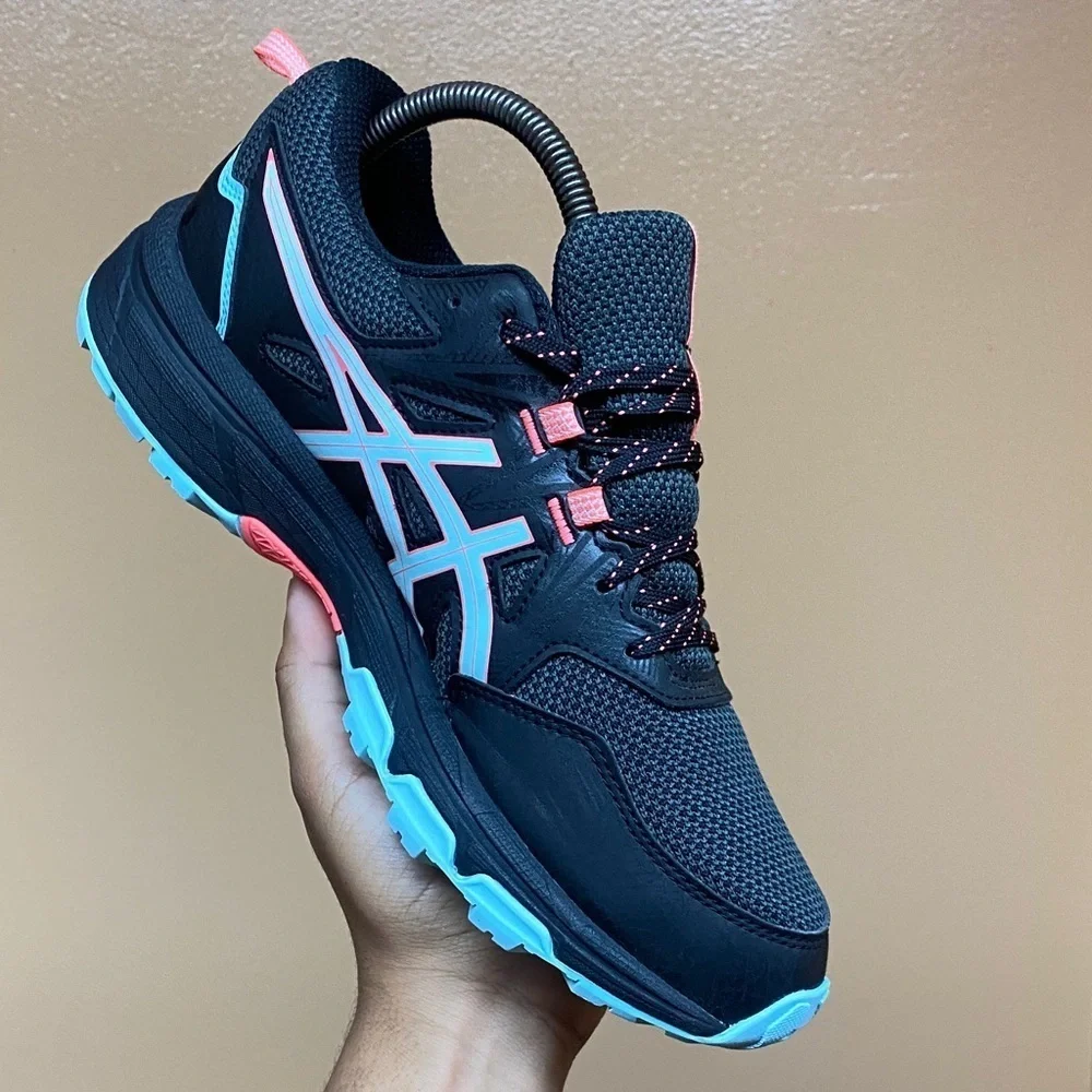 ASICS Gel-Venture 8 Trail Running Sneakers Black Clear Blue Coral Pink Size 10